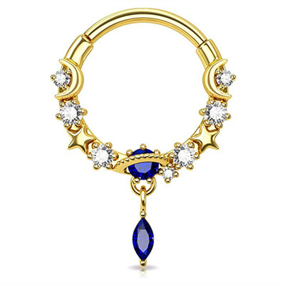 1 ks Moon Planet Septum Hoop Clicker Dangle Nose Ring Star Helix Hoop Heavy Cartilage Scorpion Scorpion