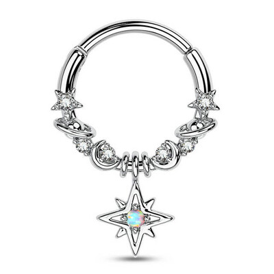 1 ks Moon Planet Septum Hoop Clicker Dangle Nose Ring Star Helix Hoop Heavy Cartilage Scorpion Scorpion