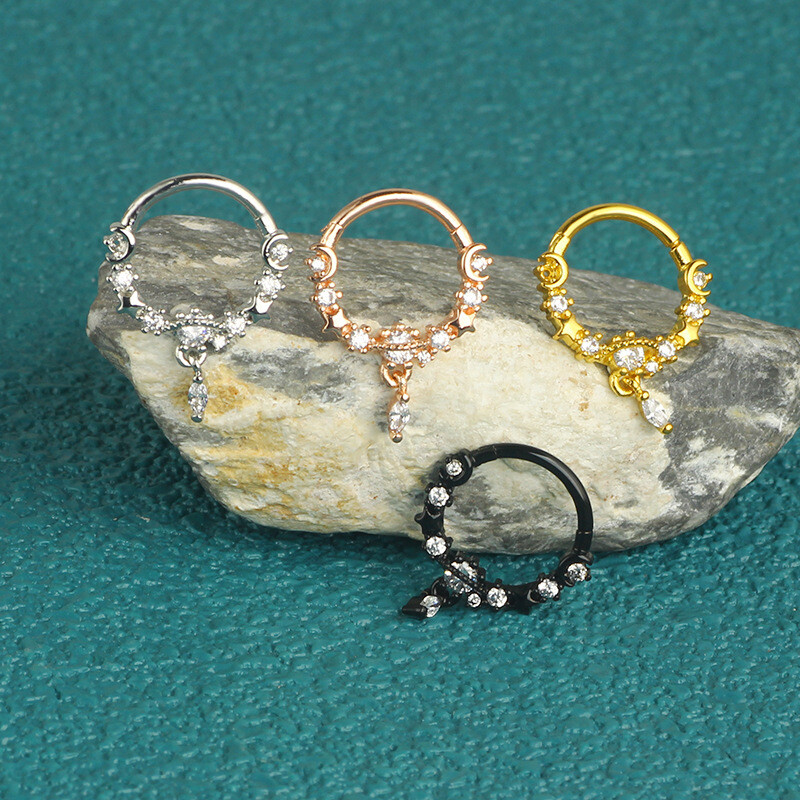 1 ks Moon Planet Septum Hoop Clicker Dangle Nose Ring Star Helix Hoop Heavy Cartilage Scorpion Scorpion