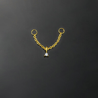 1PC Link Chain naušnice za piercing u nosu s okruglim privjeskom od cirkona Ins Modni zlatni lančići za piercing Nakit za tijelo