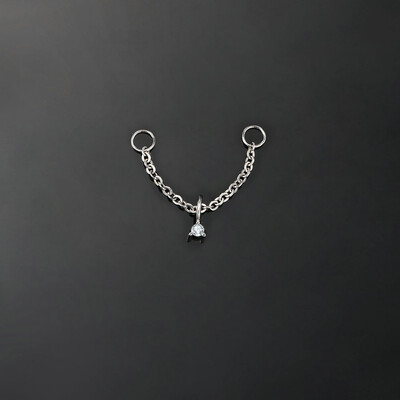 1PC Link Chain naušnice za piercing u nosu s okruglim privjeskom od cirkona Ins Modni zlatni lančići za piercing Nakit za tijelo