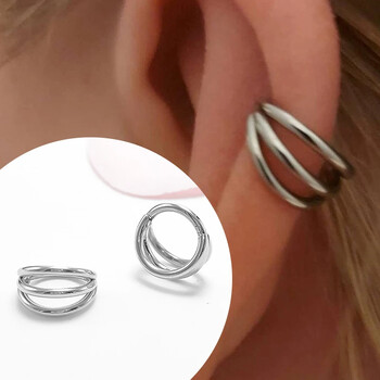 Punk Surgical Steel Segment Tragus Helix Cartilage Earring Nose Ring Septum Clicker Conch Τρεις στρώσεις ρουθούνι Piercing Κοσμήματα