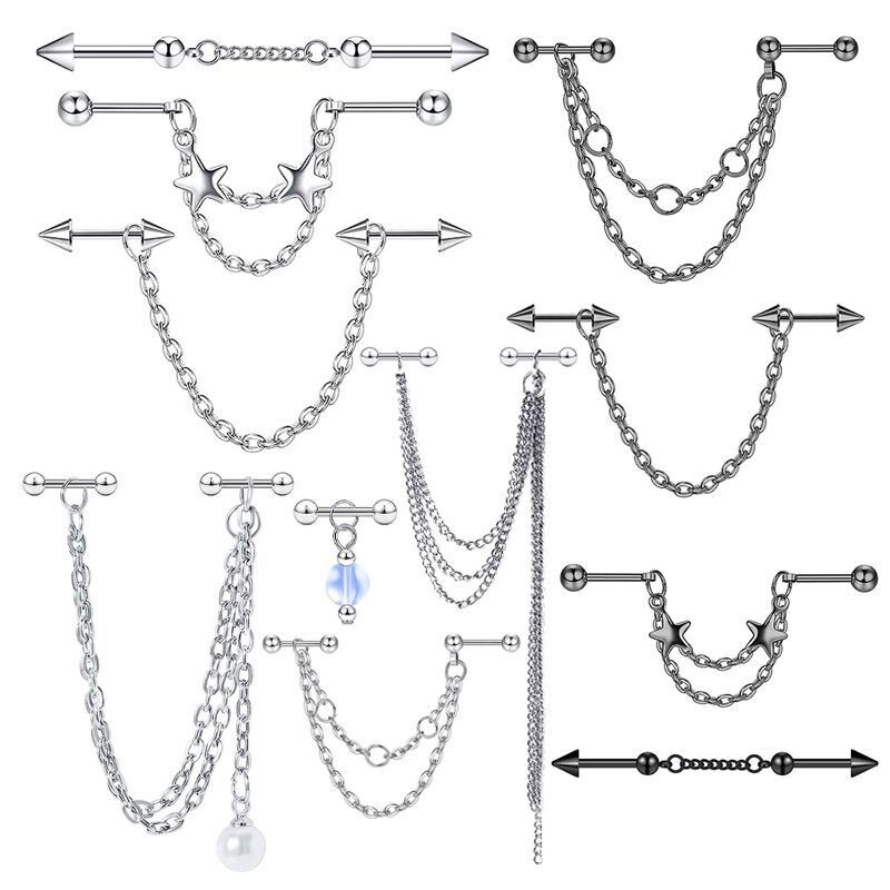 Moda dublu piercing lanț cercei industrial piercing lanț cercei ciucuri cartilaj Helix bijuterii