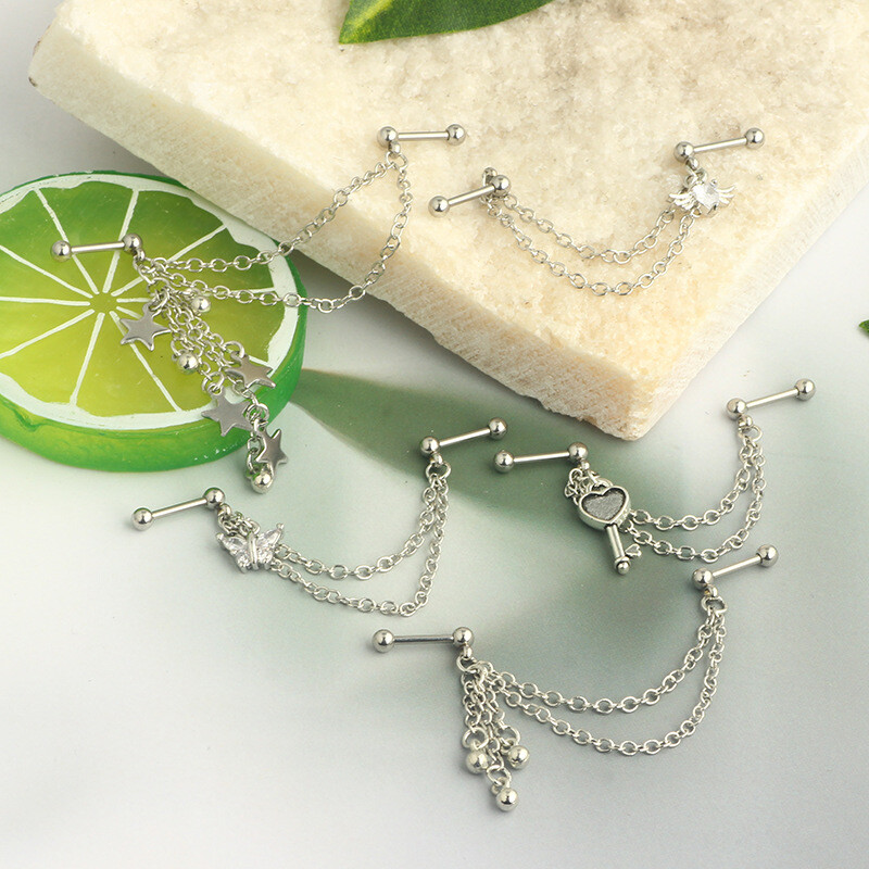 Moda dublu piercing lanț cercei industrial piercing lanț cercei ciucuri cartilaj Helix bijuterii