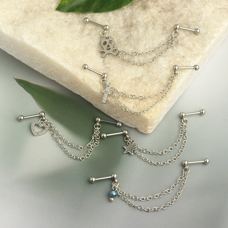 Moda dublu piercing lanț cercei industrial piercing lanț cercei ciucuri cartilaj Helix bijuterii