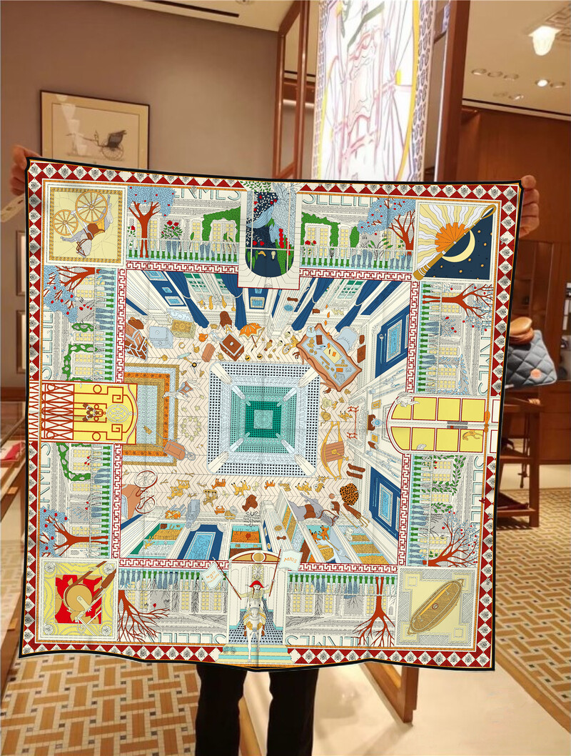 Eșarfă din mătase sarg de 90 cm, șal de modă, eșarfă pătrată de marcă de lux pentru femei, Bandana Hijab, Foulard, batic, eșarfe pentru cap, 2023, nou