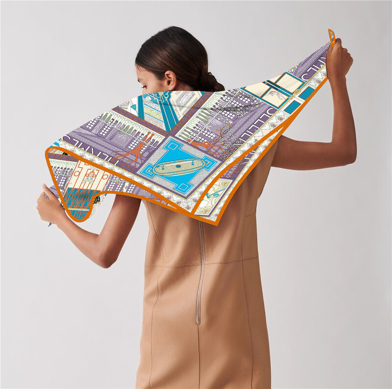 Eșarfă din mătase sarg de 90 cm, șal de modă, eșarfă pătrată de marcă de lux pentru femei, Bandana Hijab, Foulard, batic, eșarfe pentru cap, 2023, nou