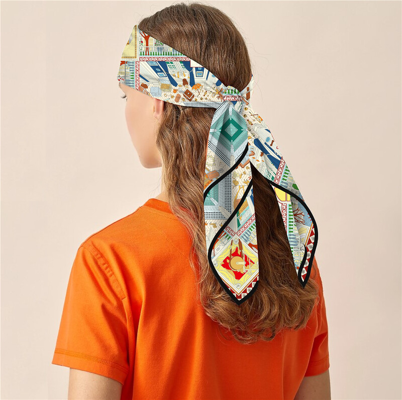 Eșarfă din mătase sarg de 90 cm, șal de modă, eșarfă pătrată de marcă de lux pentru femei, Bandana Hijab, Foulard, batic, eșarfe pentru cap, 2023, nou