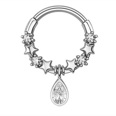 1db Hold Bolygó Septum Hoop Clicker lógó orrgyűrű csillag Helix karika fülbevaló porc ékszer orrgyűrű karika septum piercing