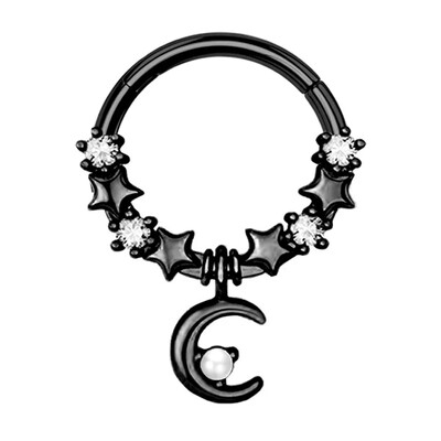 1db Hold Bolygó Septum Hoop Clicker lógó orrgyűrű csillag Helix karika fülbevaló porc ékszer orrgyűrű karika septum piercing