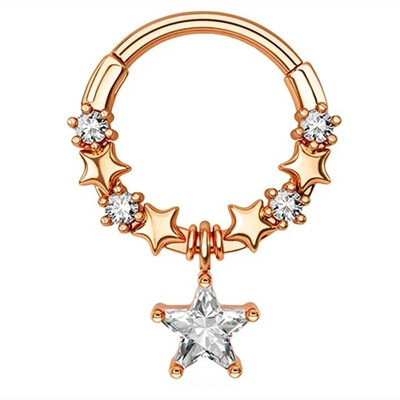 1db Hold Bolygó Septum Hoop Clicker lógó orrgyűrű csillag Helix karika fülbevaló porc ékszer orrgyűrű karika septum piercing