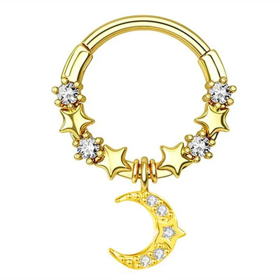 1db Hold Bolygó Septum Hoop Clicker lógó orrgyűrű csillag Helix karika fülbevaló porc ékszer orrgyűrű karika septum piercing
