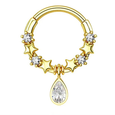 1db Hold Bolygó Septum Hoop Clicker lógó orrgyűrű csillag Helix karika fülbevaló porc ékszer orrgyűrű karika septum piercing