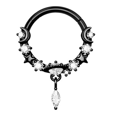 1db Hold Bolygó Septum Hoop Clicker lógó orrgyűrű csillag Helix karika fülbevaló porc ékszer orrgyűrű karika septum piercing