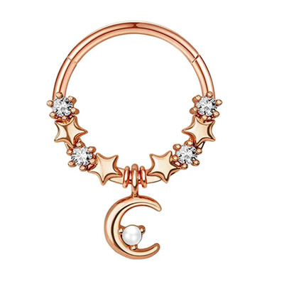 1db Hold Bolygó Septum Hoop Clicker lógó orrgyűrű csillag Helix karika fülbevaló porc ékszer orrgyűrű karika septum piercing