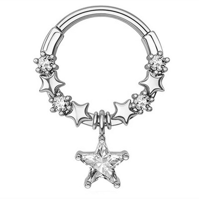 1db Hold Bolygó Septum Hoop Clicker lógó orrgyűrű csillag Helix karika fülbevaló porc ékszer orrgyűrű karika septum piercing