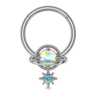 1db Hold Bolygó Septum Hoop Clicker lógó orrgyűrű csillag Helix karika fülbevaló porc ékszer orrgyűrű karika septum piercing