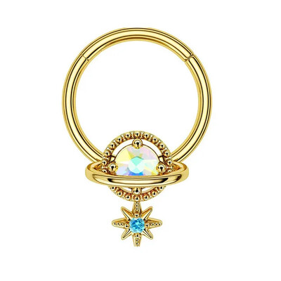 1db Hold Bolygó Septum Hoop Clicker lógó orrgyűrű csillag Helix karika fülbevaló porc ékszer orrgyűrű karika septum piercing