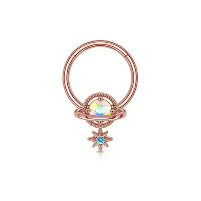 1db Hold Bolygó Septum Hoop Clicker lógó orrgyűrű csillag Helix karika fülbevaló porc ékszer orrgyűrű karika septum piercing