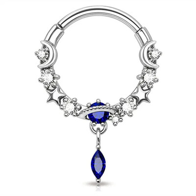 1db Hold Bolygó Septum Hoop Clicker lógó orrgyűrű csillag Helix karika fülbevaló porc ékszer orrgyűrű karika septum piercing