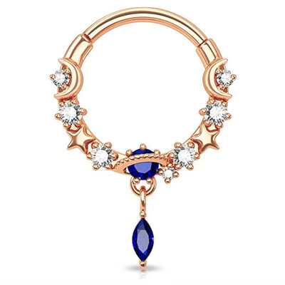 1db Hold Bolygó Septum Hoop Clicker lógó orrgyűrű csillag Helix karika fülbevaló porc ékszer orrgyűrű karika septum piercing