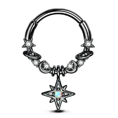 1db Hold Bolygó Septum Hoop Clicker lógó orrgyűrű csillag Helix karika fülbevaló porc ékszer orrgyűrű karika septum piercing
