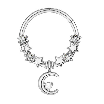 1db Hold Bolygó Septum Hoop Clicker lógó orrgyűrű csillag Helix karika fülbevaló porc ékszer orrgyűrű karika septum piercing