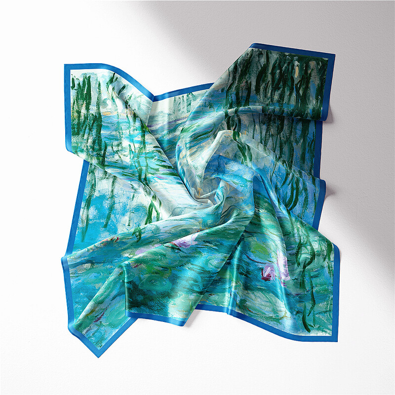 Monet aliejinė tapyba ruoželinis 100 % šilkas skara madinga bandana moteriška skara 53cm kvadratiniai šalikai Hidžabo galvos skara Kaklo skarelė