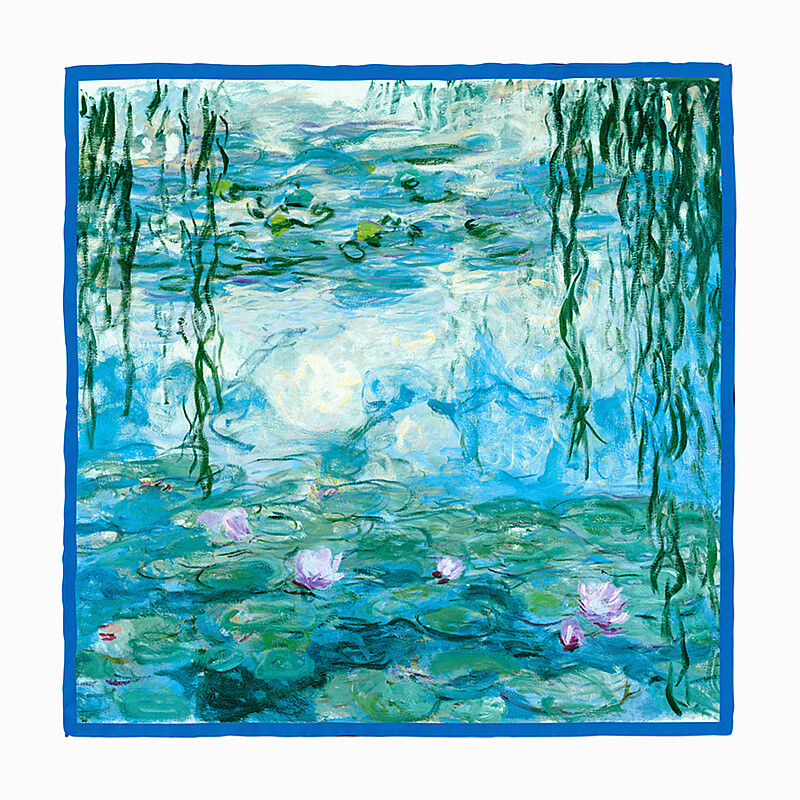 Monet aliejinė tapyba ruoželinis 100 % šilkas skara madinga bandana moteriška skara 53cm kvadratiniai šalikai Hidžabo galvos skara Kaklo skarelė