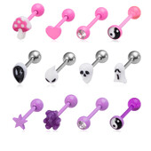 Piercing do jazyka s 4 ks medvedíkom, srdcom Yin Yang, činkou, roztomilým štýlom, šperky na telo, halloweenska dekorácia, 14 Gauge