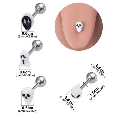 Piercing do jazyka s 4 ks medvedíkom, srdcom Yin Yang, činkou, roztomilým štýlom, šperky na telo, halloweenska dekorácia, 14 Gauge