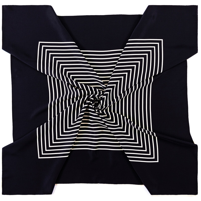 POBING Rankiniu būdu susuktas ruoželinis šilko šalikas Moteriškas geometrinis raštas kvadratinis kaklaskarės Echarpes Foulards Moteriškas apvyniojimas Bandana Hijab 90cm