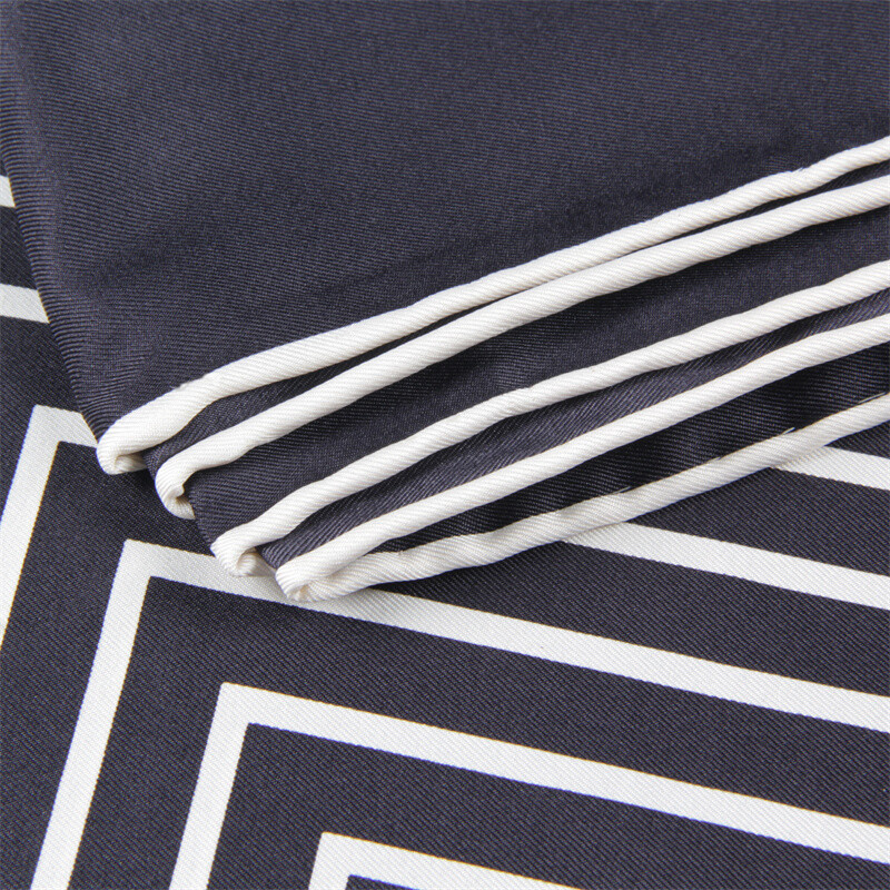 POBING Rankiniu būdu susuktas ruoželinis šilko šalikas Moteriškas geometrinis raštas kvadratinis kaklaskarės Echarpes Foulards Moteriškas apvyniojimas Bandana Hijab 90cm