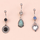 3Pcs/Set Modni kristalni okrugli prstenovi za pupak Seksi prstenovi za pupak Nakit za piercing na tijelu za žene Djevojke Blagdanski darovi