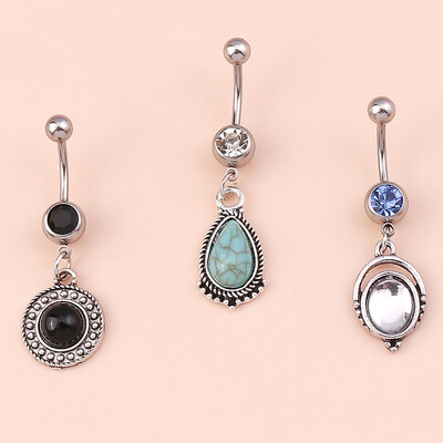 3Pcs/Set Modni kristalni okrugli prstenovi za pupak Seksi prstenovi za pupak Nakit za piercing na tijelu za žene Djevojke Blagdanski darovi