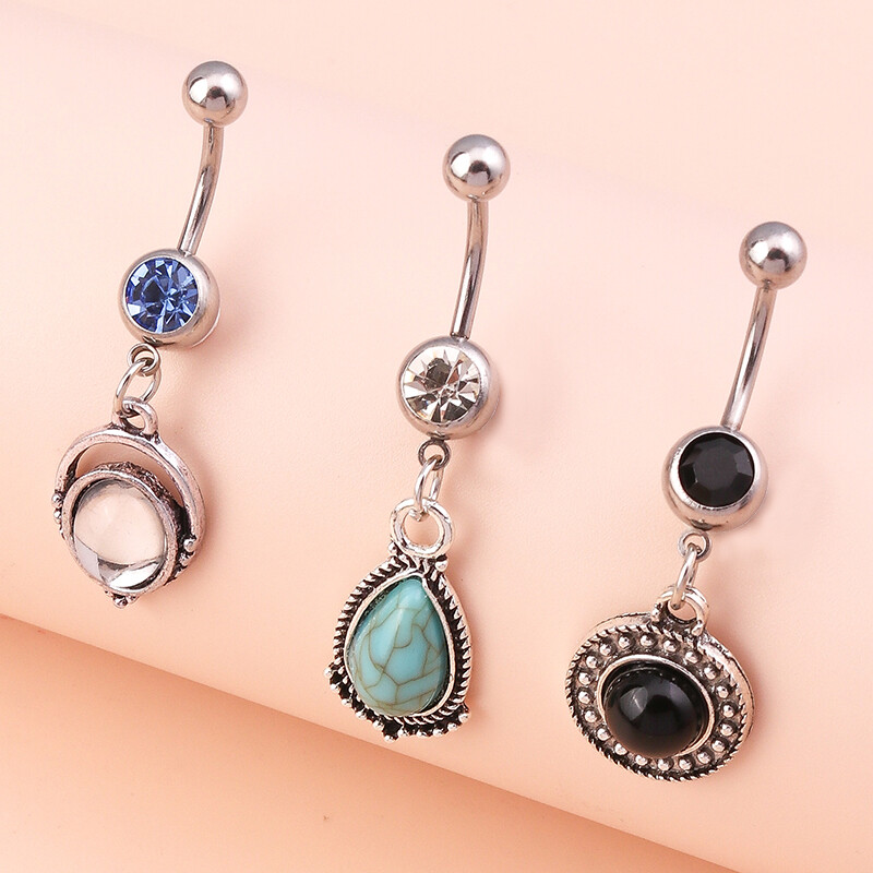 3Pcs/Set Modni kristalni okrugli prstenovi za pupak Seksi prstenovi za pupak Nakit za piercing na tijelu za žene Djevojke Blagdanski darovi