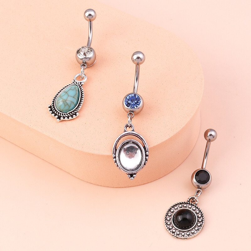 3Pcs/Set Modni kristalni okrugli prstenovi za pupak Seksi prstenovi za pupak Nakit za piercing na tijelu za žene Djevojke Blagdanski darovi