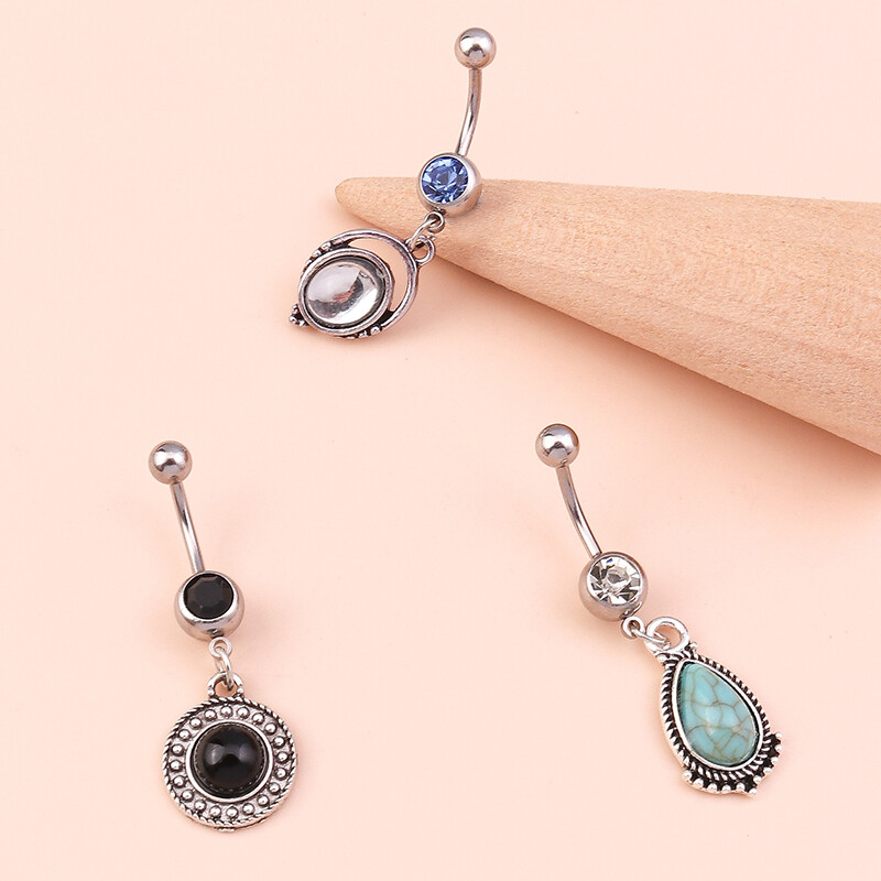 3Pcs/Set Modni kristalni okrugli prstenovi za pupak Seksi prstenovi za pupak Nakit za piercing na tijelu za žene Djevojke Blagdanski darovi