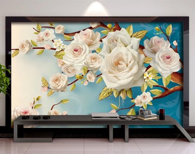 Tapeta prilagođene veličine Grana ruže Mural Europska TV pozadina Zid Dnevni boravak Spavaća soba cvjetni ukras doma fotografije tapeta