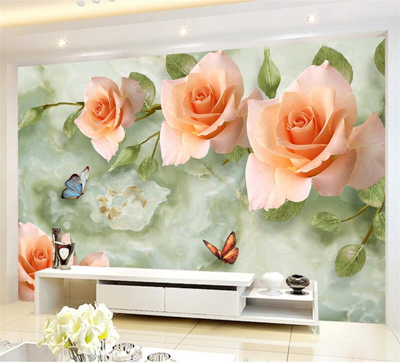 Tapeta prilagođene veličine Grana ruže Mural Europska TV pozadina Zid Dnevni boravak Spavaća soba cvjetni ukras doma fotografije tapeta