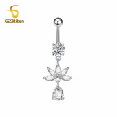 Piercing do pupka s kvapkou vody G23titan zirkónu, 6-16 mm, titánový alebo oceľový piercing do pupka, šperky pre ženy.