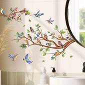 Ramuri colorate Păsări Autocolante de perete Camera de zi Dormitor Autocolante decorative de perete Autocolante Autocolante de perete Vopsea decorativă