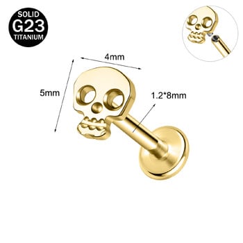 ZS 1PC 16G Χρυσό Χρώμα Κρανίο Νυχτερίδα μέλισσας Labret Δαχτυλίδι χειλιών από ανοξείδωτο ατσάλι Σκουλαρίκι για τα χείλη Σκουλαρίκι για το σώμα