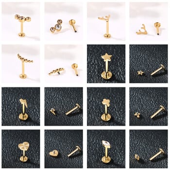 ZS 1PC 16G Χρυσό Χρώμα Κρανίο Νυχτερίδα μέλισσας Labret Δαχτυλίδι χειλιών από ανοξείδωτο ατσάλι Σκουλαρίκι για τα χείλη Σκουλαρίκι για το σώμα