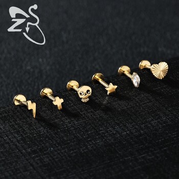 ZS 1PC 16G Χρυσό Χρώμα Κρανίο Νυχτερίδα μέλισσας Labret Δαχτυλίδι χειλιών από ανοξείδωτο ατσάλι Σκουλαρίκι για τα χείλη Σκουλαρίκι για το σώμα