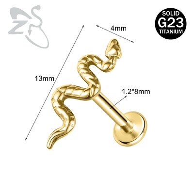 ZS 1PC 16G Zlatna lubanja u obliku pčelinjeg šišmiša Labret prsten za usne od nehrđajućeg čelika za usne za usne za ušne resice za ušnu resicu naušnice za hrskavicu Nakit za tijelo