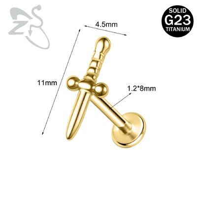 ZS 1PC 16G Zlatna lubanja u obliku pčelinjeg šišmiša Labret prsten za usne od nehrđajućeg čelika za usne za usne za ušne resice za ušnu resicu naušnice za hrskavicu Nakit za tijelo