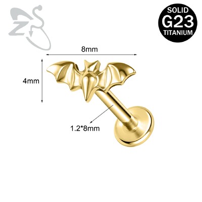 ZS 1PC 16G Zlatna lubanja u obliku pčelinjeg šišmiša Labret prsten za usne od nehrđajućeg čelika za usne za usne za ušne resice za ušnu resicu naušnice za hrskavicu Nakit za tijelo