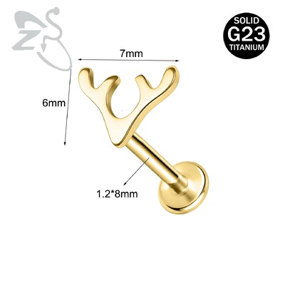 ZS 1PC 16G Zlatna lubanja u obliku pčelinjeg šišmiša Labret prsten za usne od nehrđajućeg čelika za usne za usne za ušne resice za ušnu resicu naušnice za hrskavicu Nakit za tijelo