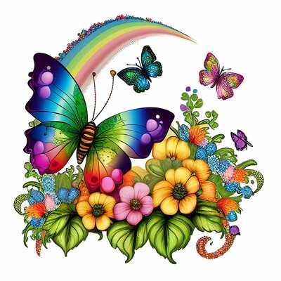 M760 Színes pillangók és virágok falmatrica fürdőszoba WC dekoráció matricák nappali szekrény lakberendezés